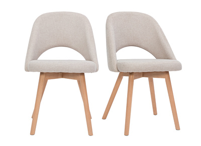 Chaises scandinaves en tissu effet velours texturé beige et bois clair (lot de 2) COSETTE