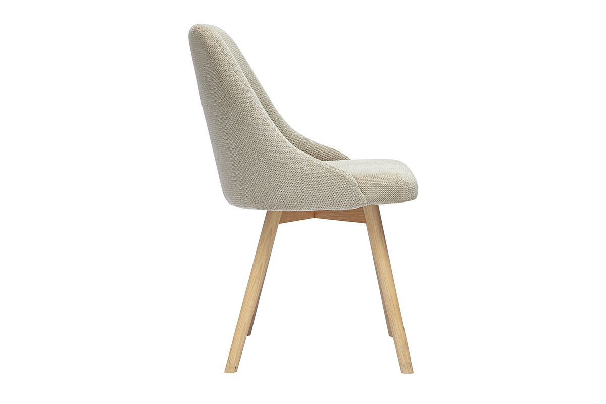 Chaises scandinaves en tissu effet velours textur beige et bois clair (lot de 2) HASTA