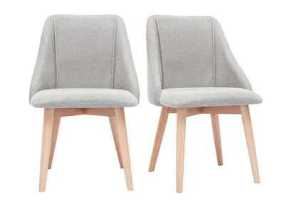 Chaises scandinaves en tissu effet velours texturé gris clair et bois clair (lot de 2) HIGGINS