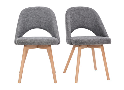 Chaises scandinaves en tissu effet velours texturé gris et bois clair (lot de 2) COSETTE