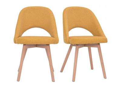Chaises scandinaves en tissu effet velours texturé jaune moutarde et bois clair (lot de 2) COSETTE