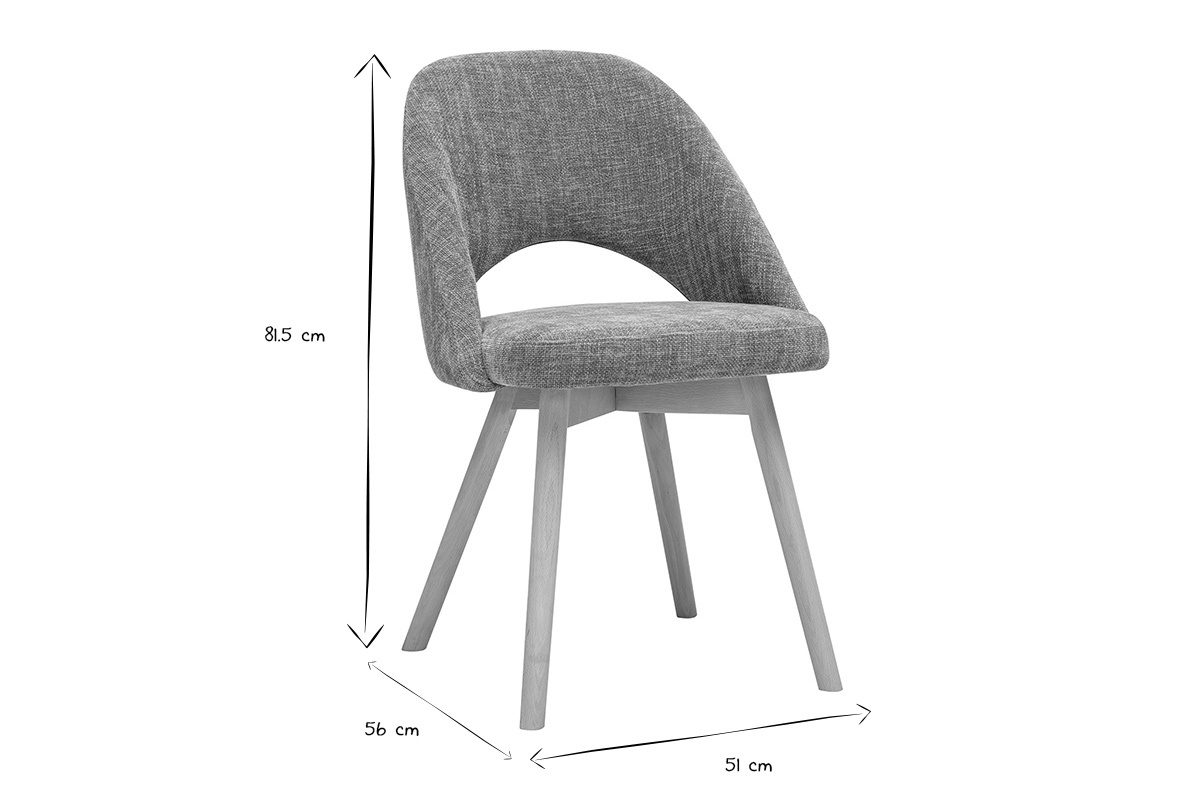 Chaises scandinaves en tissu effet velours textur� taupe et bois clair (lot de 2) COSETTE