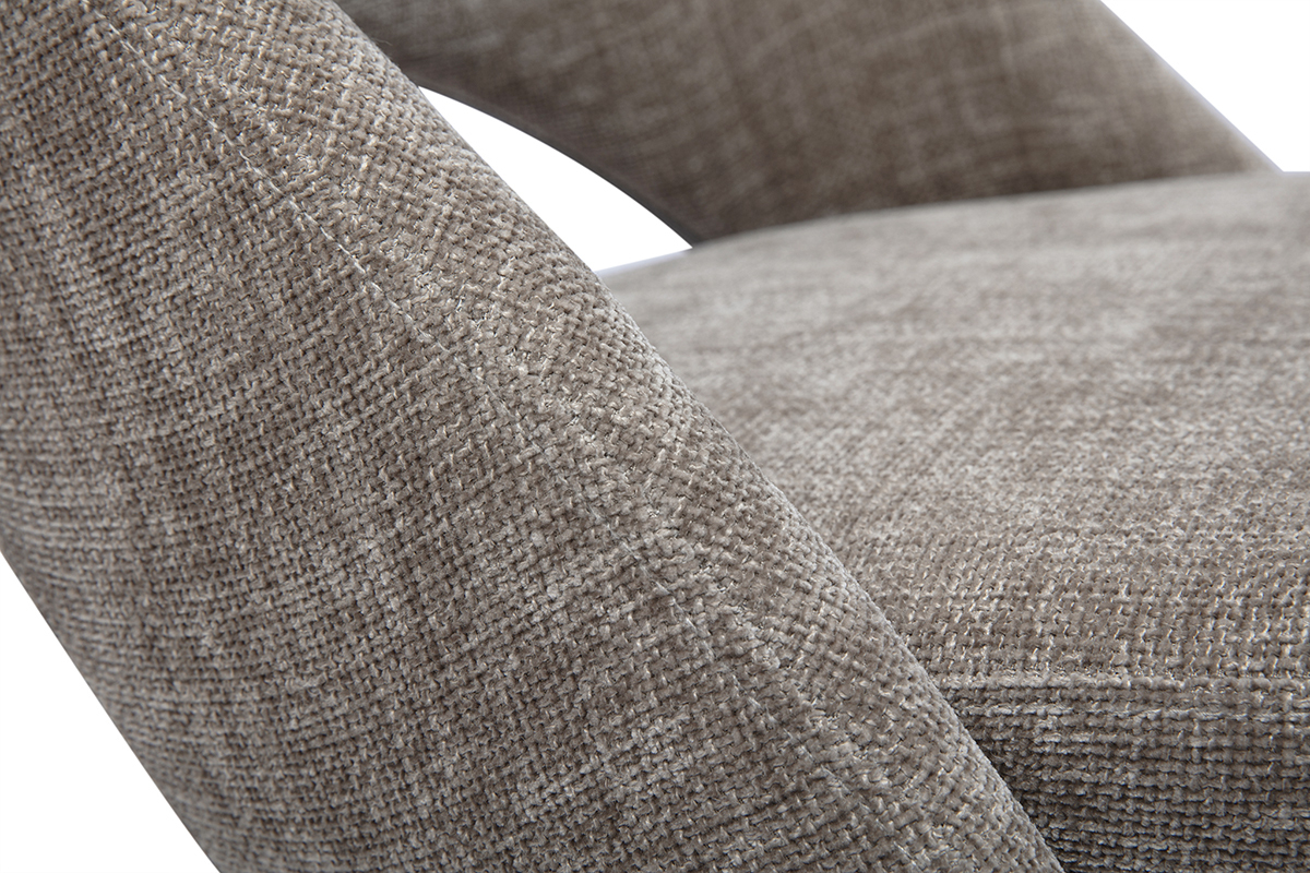 Chaises scandinaves en tissu effet velours textur� taupe et bois clair (lot de 2) COSETTE