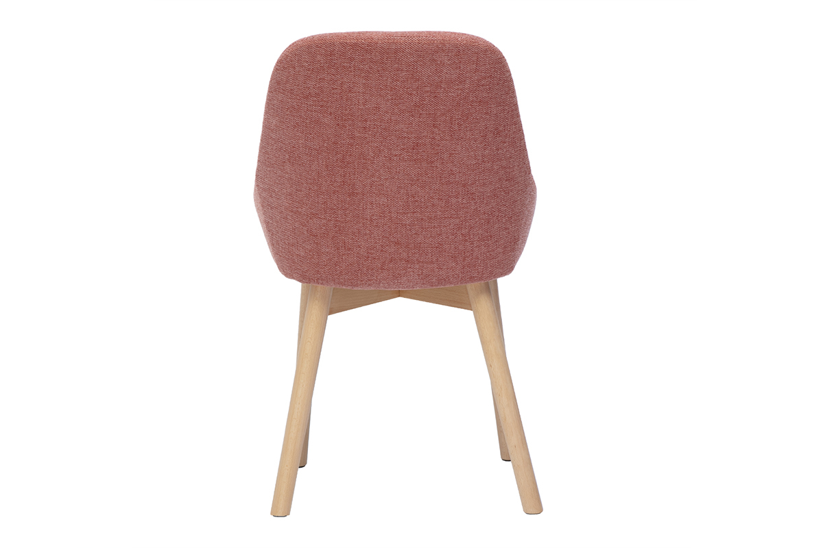 Chaises scandinaves en tissu effet velours textur terracotta et bois clair massif (lot de 2) HOLO