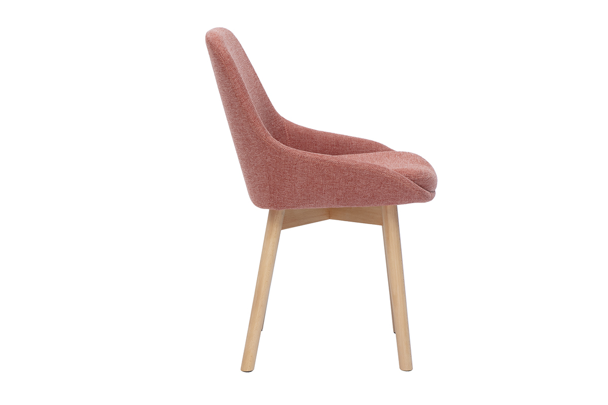 Chaises scandinaves en tissu effet velours textur terracotta et bois clair massif (lot de 2) HOLO