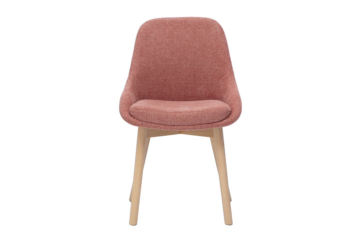Chaises scandinaves en tissu effet velours textur terracotta et bois clair massif (lot de 2) HOLO