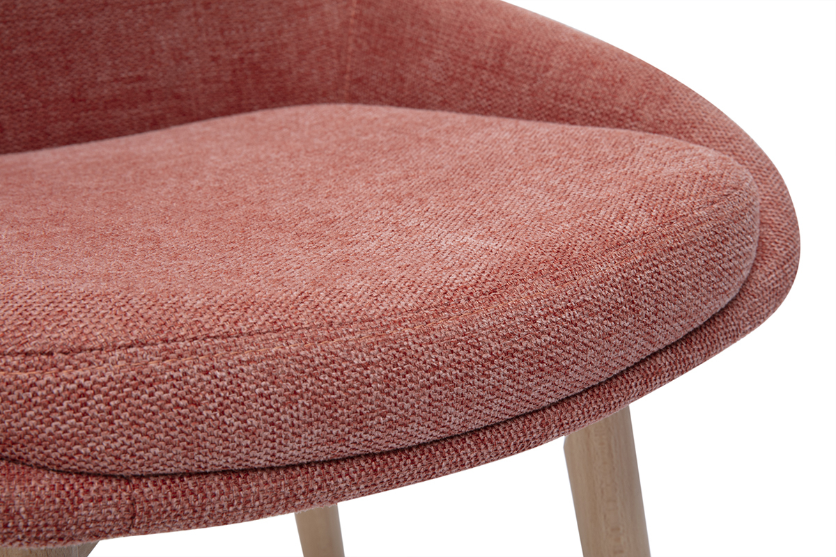 Chaises scandinaves en tissu effet velours textur terracotta et bois clair massif (lot de 2) HOLO