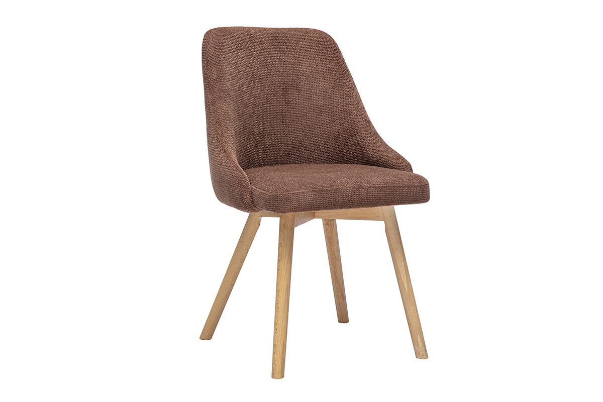 Chaises scandinaves en tissu effet velours textur terre brle et bois clair (lot de 2) HASTA