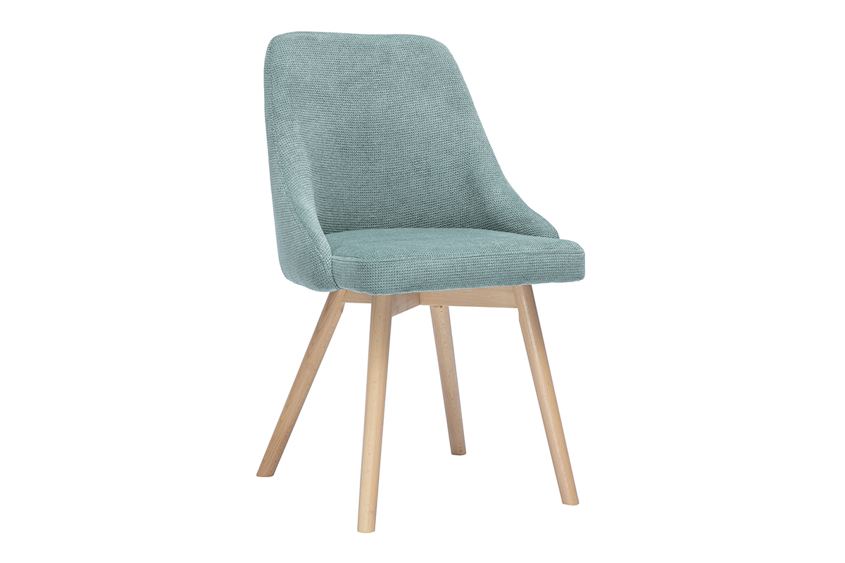 Chaises scandinaves en tissu effet velours textur vert cladon et bois clair (lot de 2) HASTA