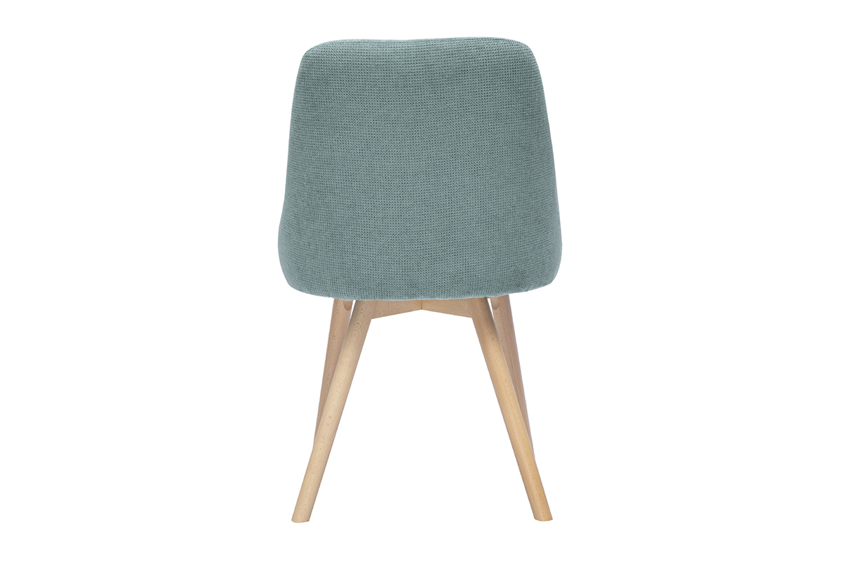 Chaises scandinaves en tissu effet velours textur vert cladon et bois clair (lot de 2) HASTA