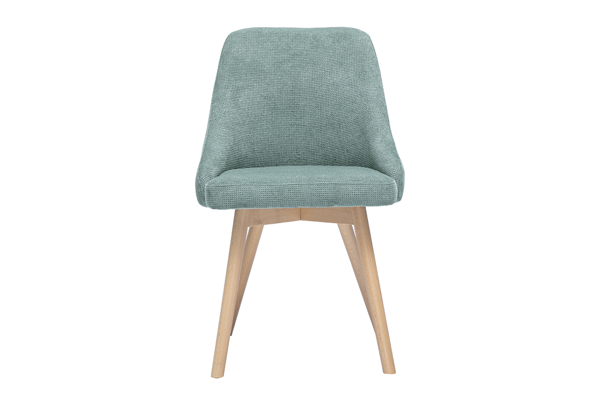 Chaises scandinaves en tissu effet velours textur vert cladon et bois clair (lot de 2) HASTA