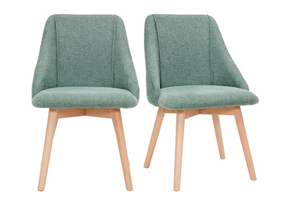 Chaises scandinaves en tissu effet velours texturé vert céladon et bois clair (lot de 2) HIGGINS
