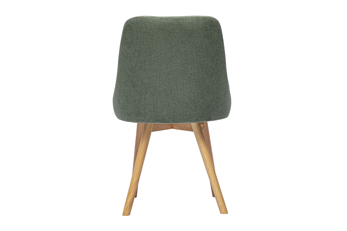Chaises scandinaves en tissu effet velours textur vert kaki et bois clair (lot de 2) HASTA