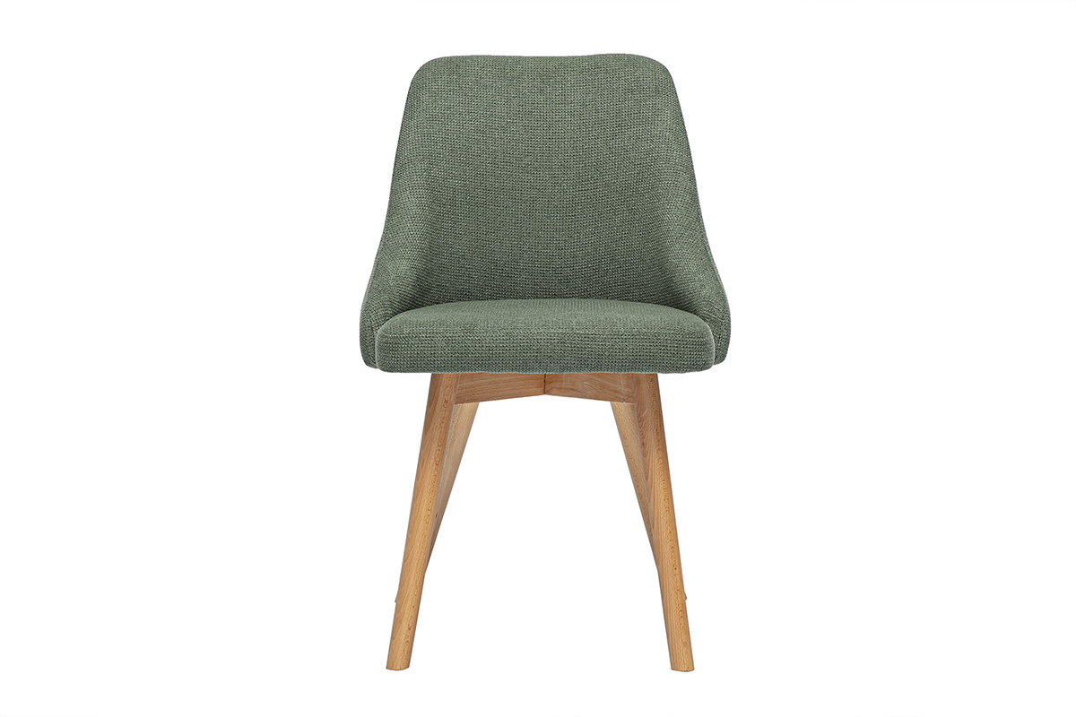 Chaises scandinaves en tissu effet velours textur vert kaki et bois clair (lot de 2) HASTA