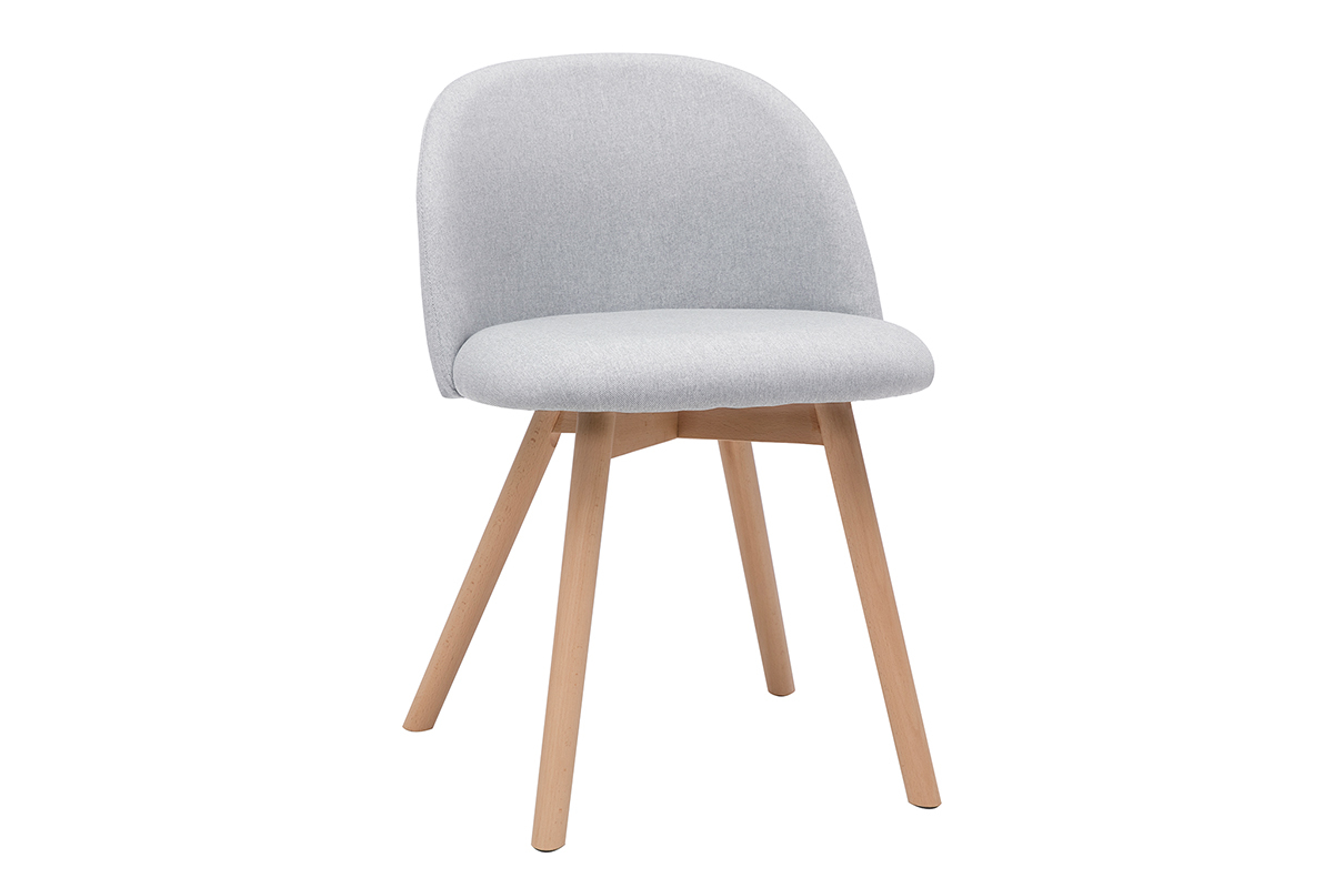 Chaises scandinaves en tissu gris clair et bois clair massif (lot de 2) CELESTE