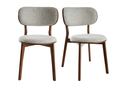 Chaises scandinaves en tissu gris clair et bois foncé noyer (lot de 2) FAUVETTE