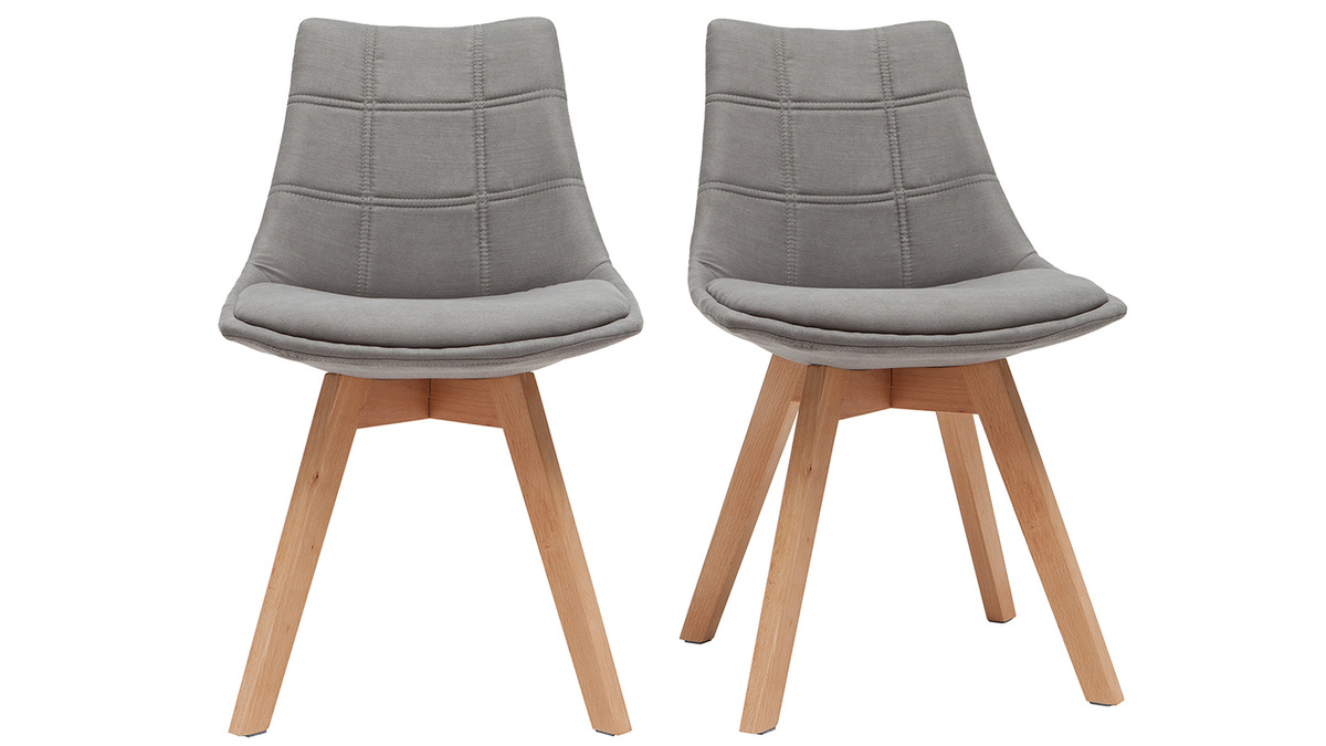 Chaises scandinaves en tissu gris et bois clair (lot de 2) MATILDE