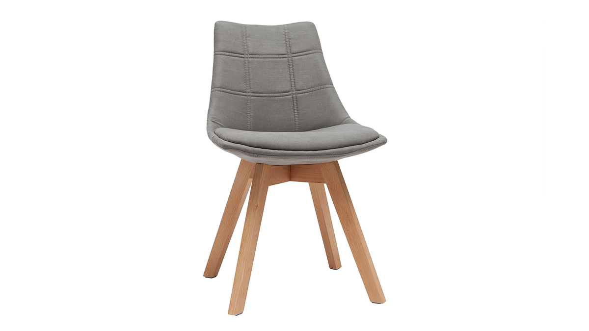 Chaises scandinaves en tissu gris et bois clair (lot de 2) MATILDE