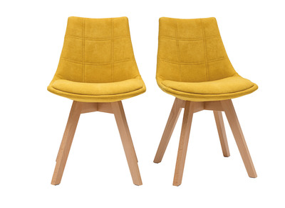 Chaises scandinaves en tissu moutarde (lot de 2) - MATILDE
