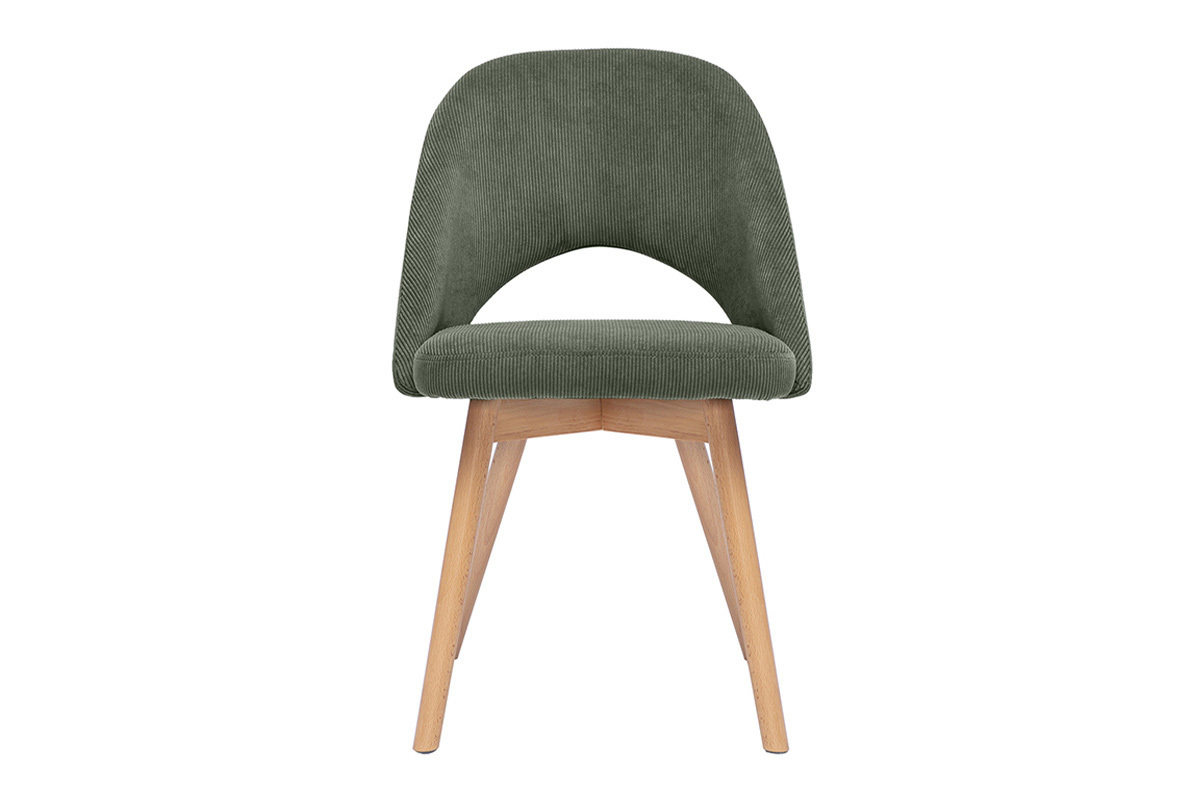 Chaises scandinaves en tissu velours c�tel� vert kaki et bois clair (lot de 2) COSETTE