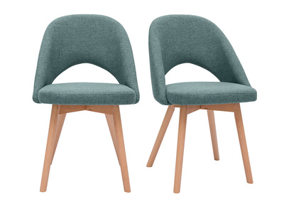 Chaises scandinaves en tissu vert de gris et bois clair (lot de 2) COSETTE