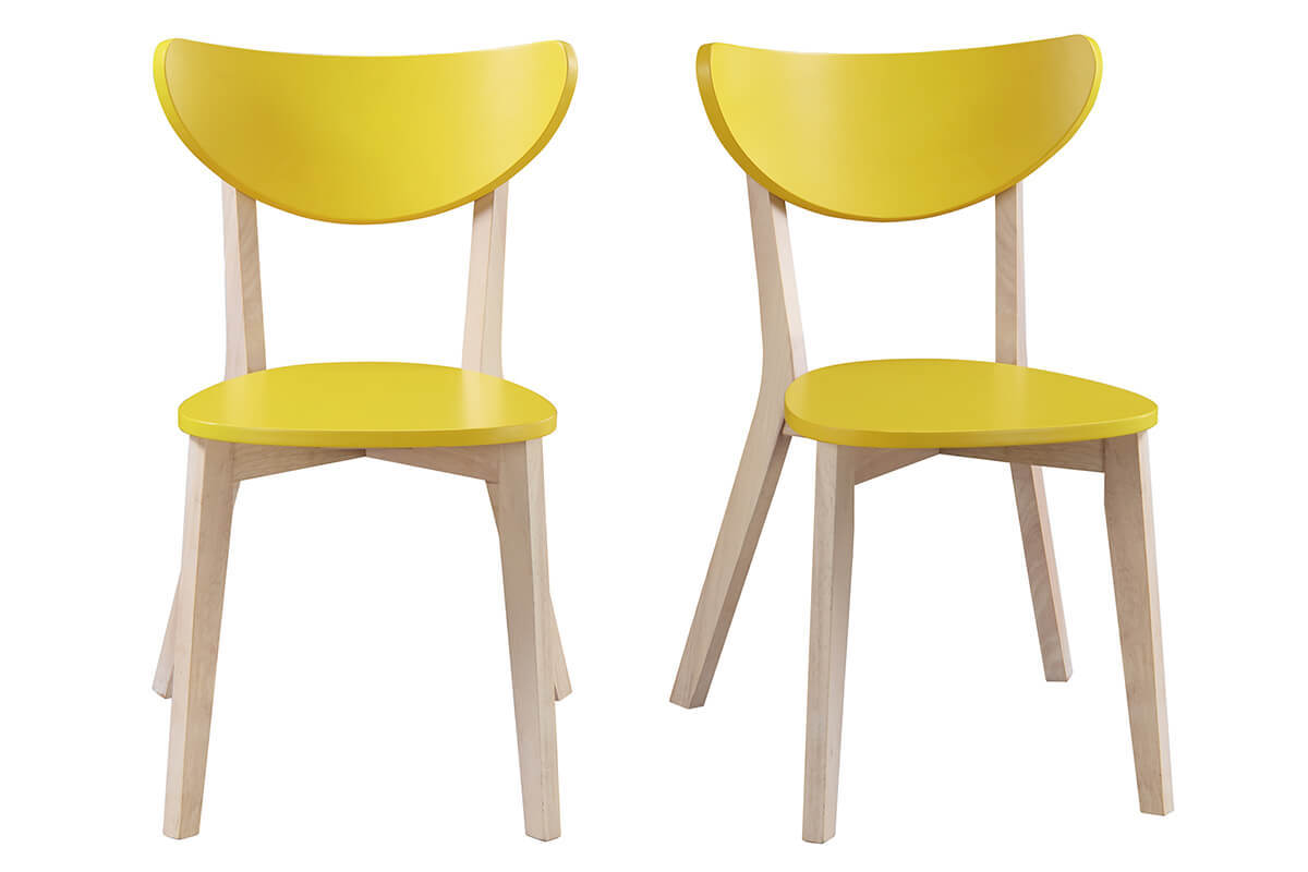 Chaises scandinaves jaune et bois clair (lot de 2) LEENA