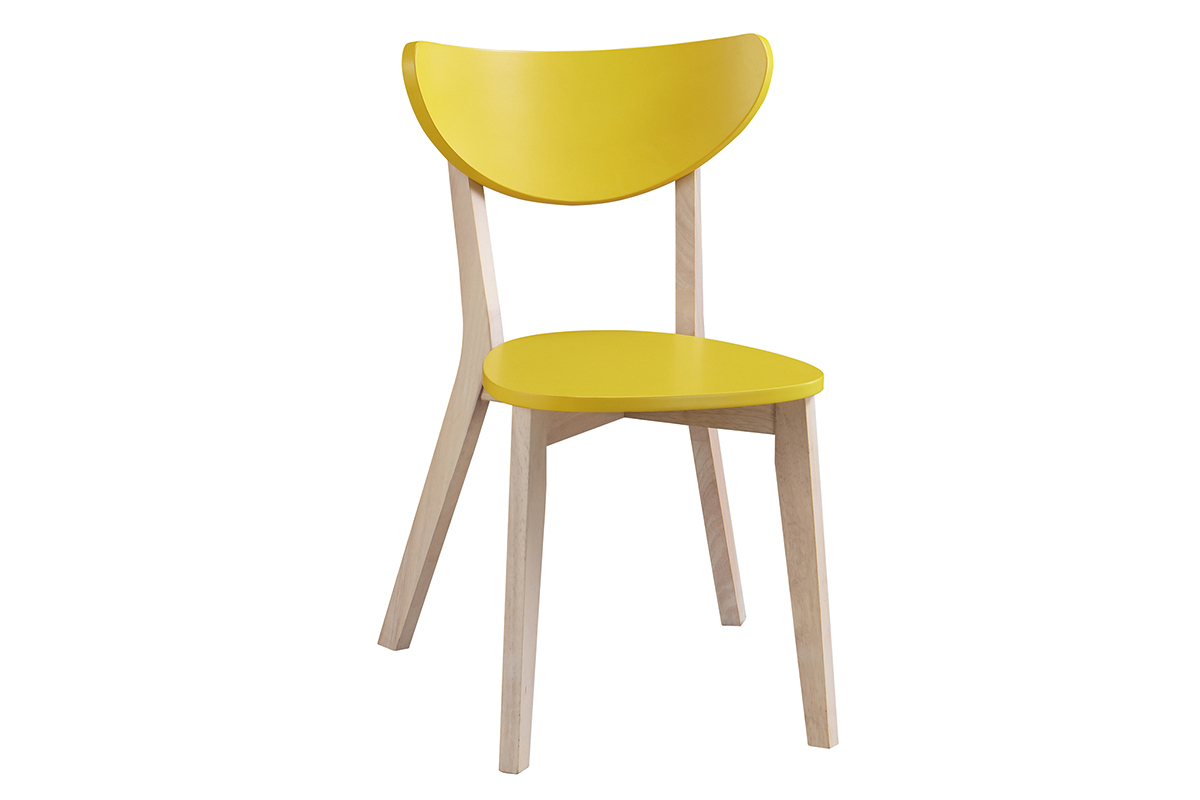Chaises scandinaves jaune et bois clair (lot de 2) LEENA