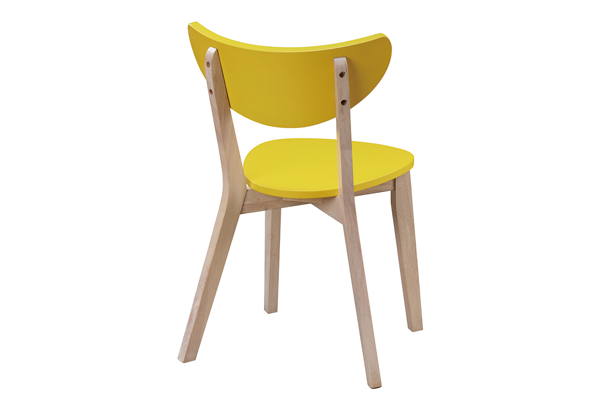 Chaises scandinaves jaune et bois clair (lot de 2) LEENA