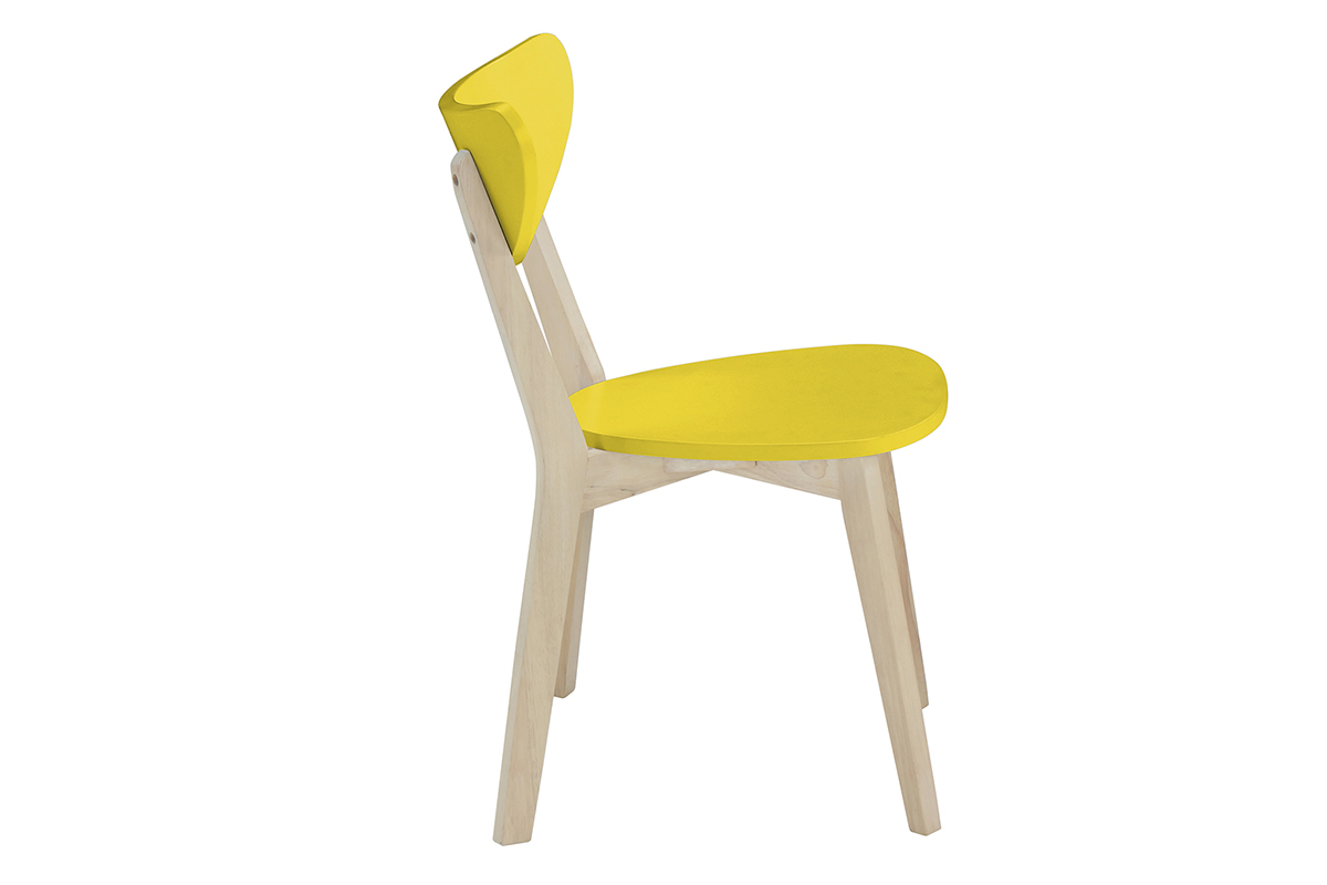 Chaises scandinaves jaune et bois clair (lot de 2) LEENA