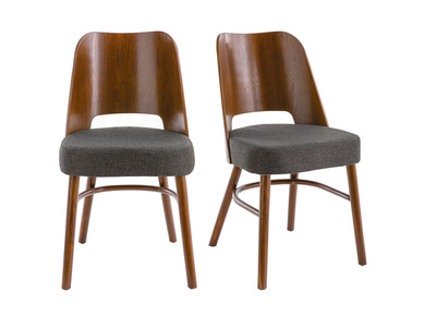Chaises vintage bois fonc&eacute; et assise gris fonc&eacute; (lot de 2) EDITO