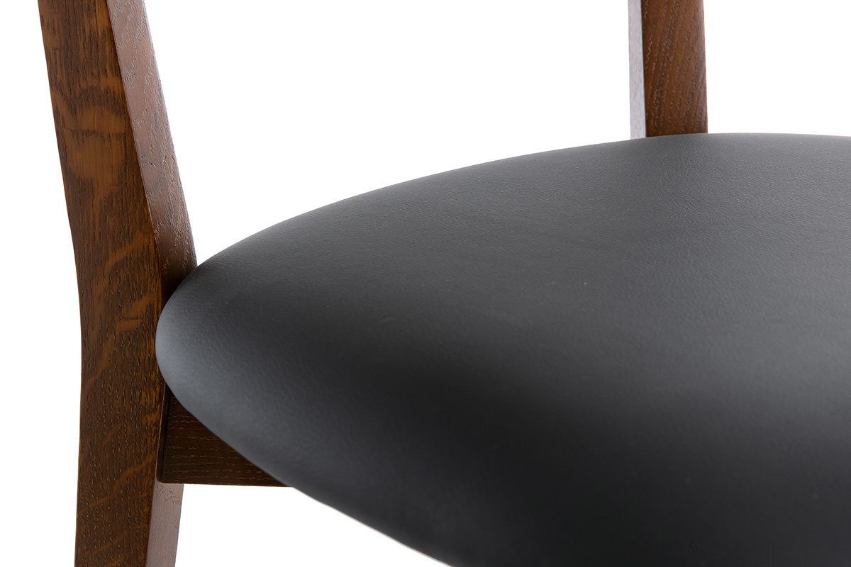 Chaises vintage bois foncé et noir (lot de 2) LUCIA