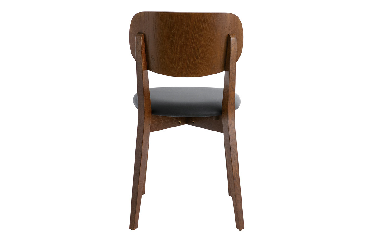 Chaises vintage bois foncé et noir (lot de 2) LUCIA