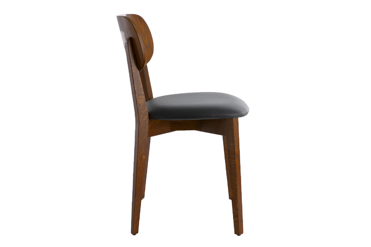 Chaises vintage bois foncé et noir (lot de 2) LUCIA