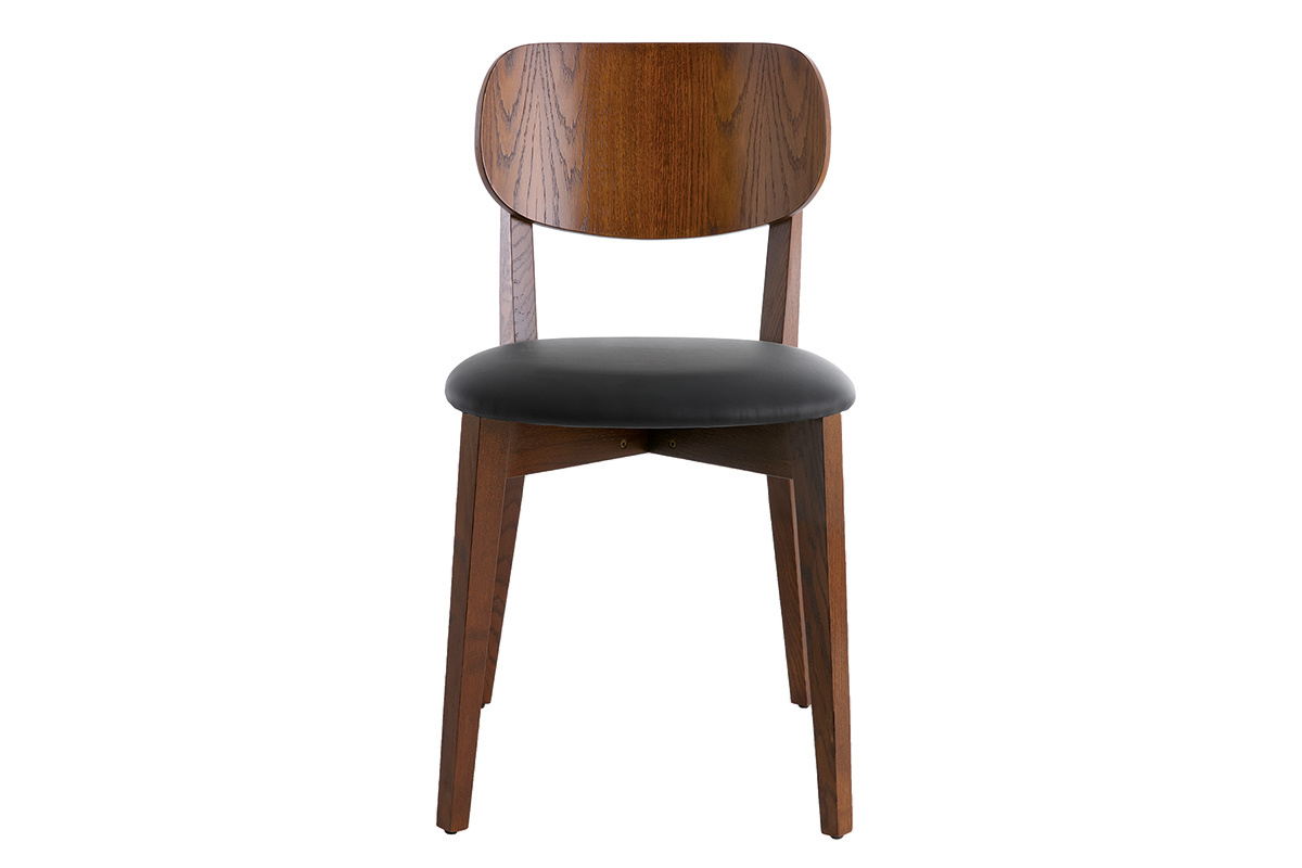 Chaises vintage bois foncé et noir (lot de 2) LUCIA