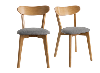 Chaises vintage ch&ecirc;ne et assise gris chin&eacute; (lot de 2) DOVE