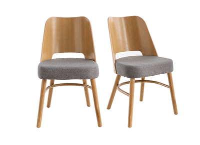 Chaises vintage ch&ecirc;ne et assise gris chin&eacute; (lot de 2) EDITO