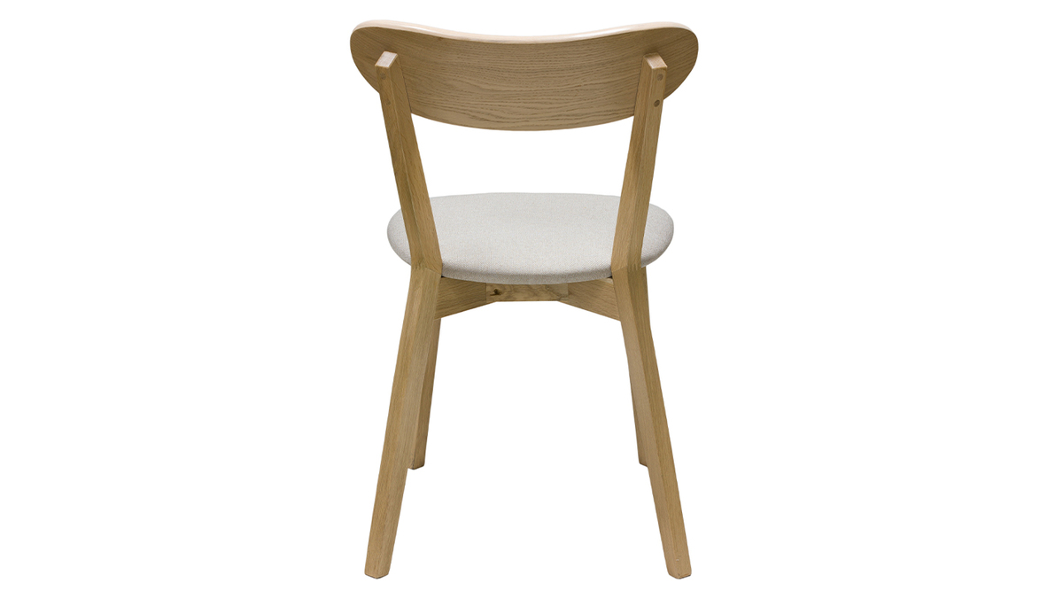 Chaises vintage en bois clair chne et tissu beige (lot de 2) DOVE