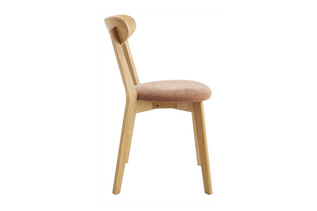 Chaises vintage en bois clair chêne et tissu effet velours terre brûlée (lot de 2) DOVE