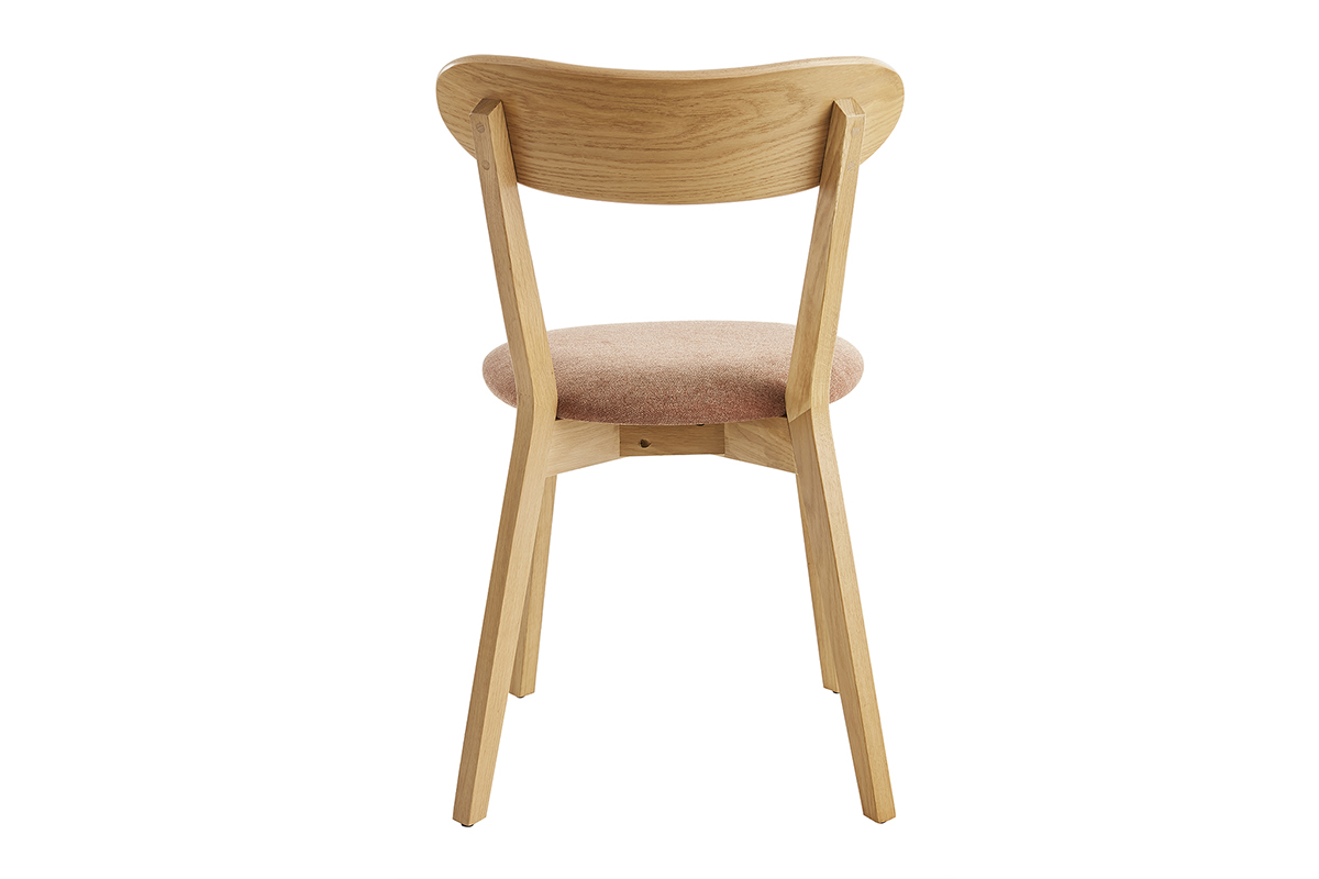 Chaises vintage en bois clair chêne et tissu effet velours terre brûlée (lot de 2) DOVE
