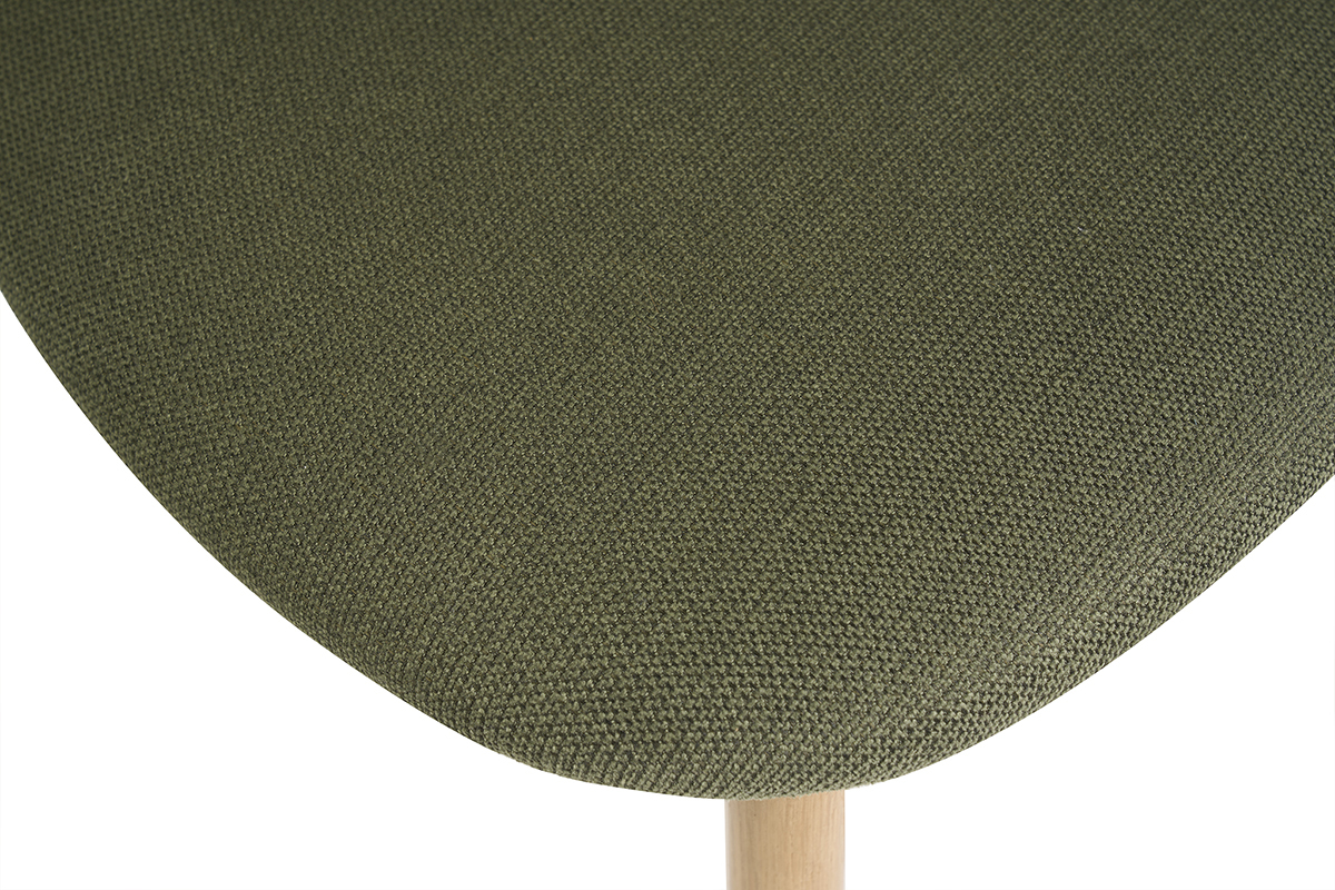 Chaises vintage en bois clair ch�ne et tissu effet velours textur� vert kaki (lot de 2) DOVE