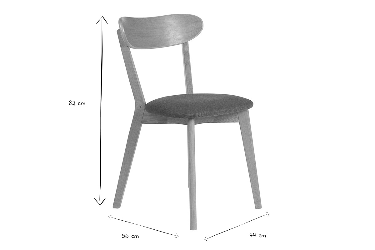 Chaises vintage en bois clair ch�ne et tissu effet velours textur� vert kaki (lot de 2) DOVE