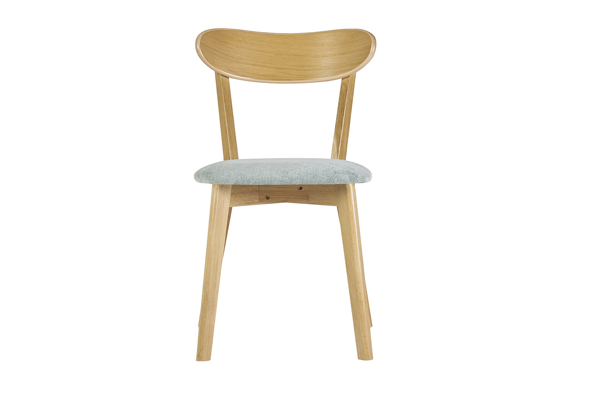 Chaises vintage en bois clair chne et tissu effet velours vert cladon (lot de 2) DOVE