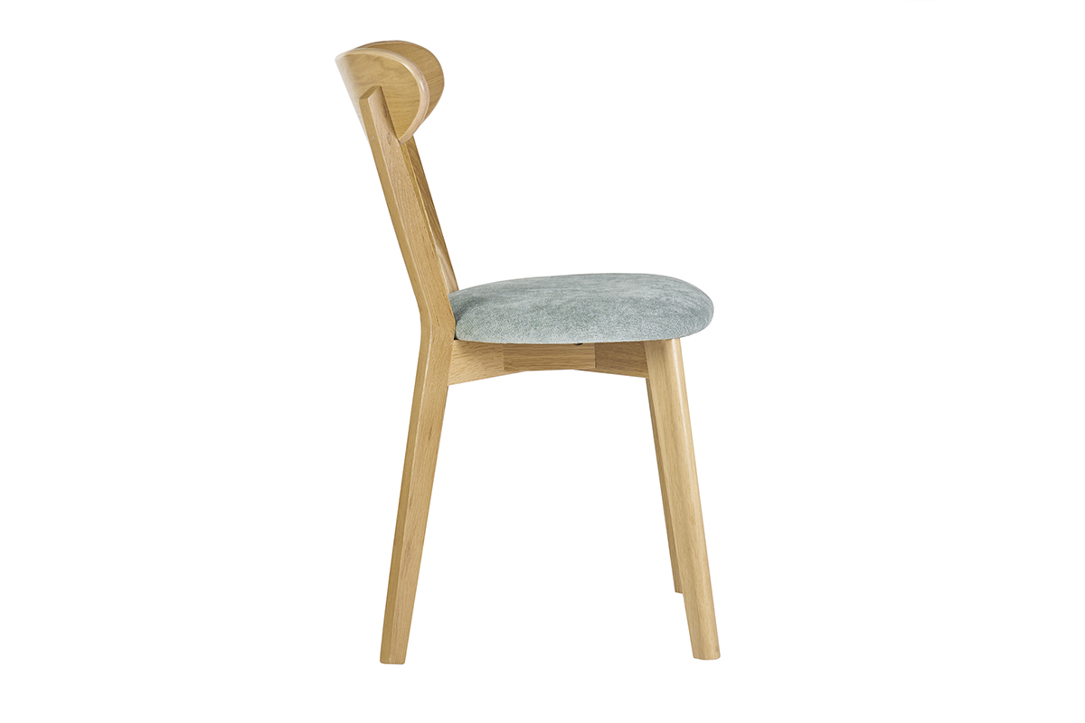 Chaises vintage en bois clair chne et tissu effet velours vert cladon (lot de 2) DOVE