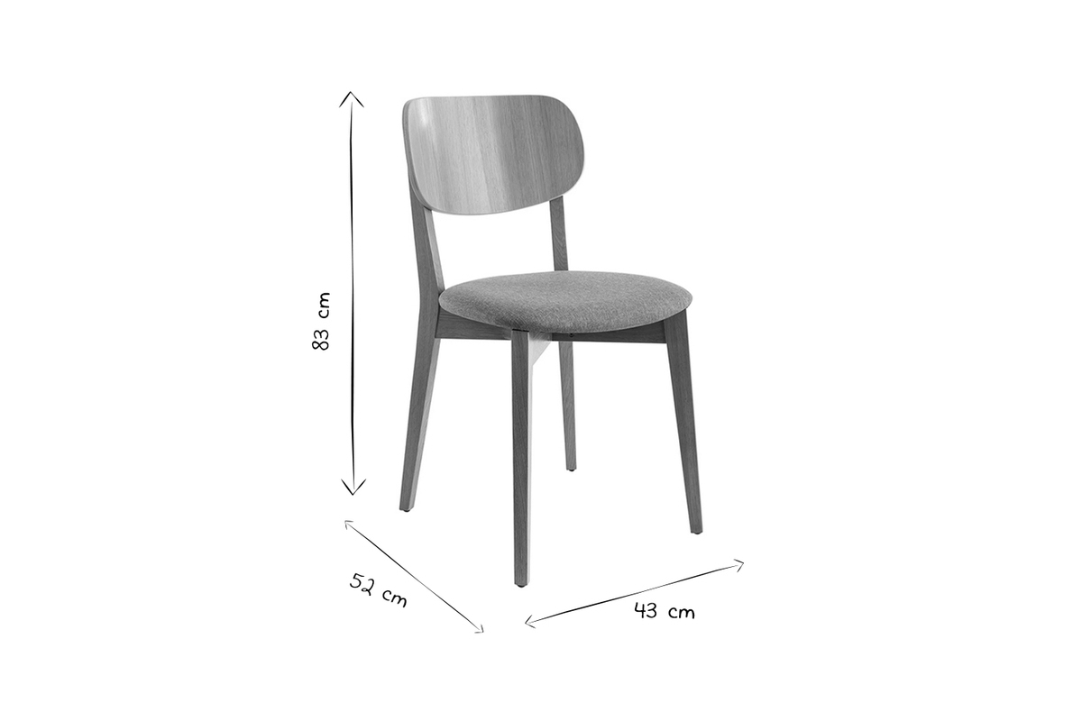 Chaises vintage en bois clair chêne et tissu effet velours vert céladon (lot de 2) LUCIA