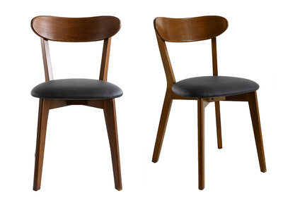 Chaises vintage en bois foncé et noir (lot de 2) DOVE