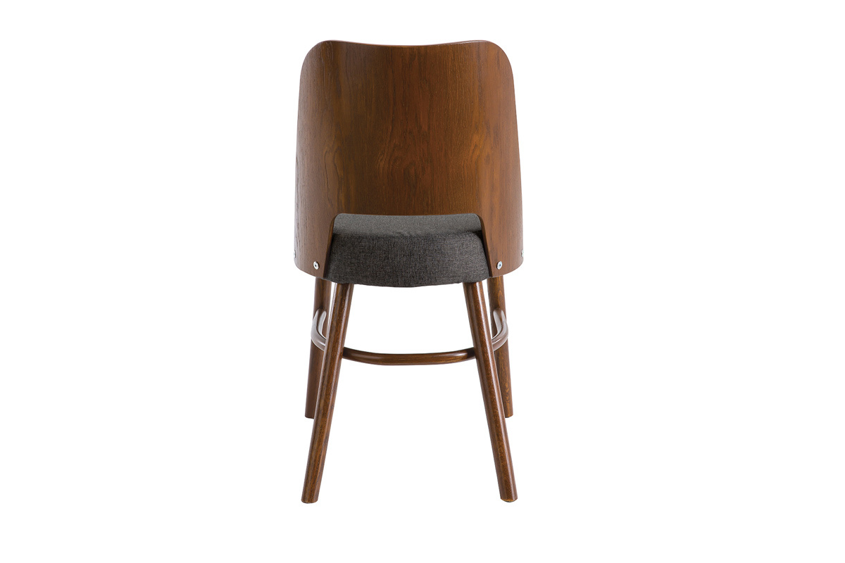 Chaises vintage en bois fonc et tissu gris fonc (lot de 2) EDITO