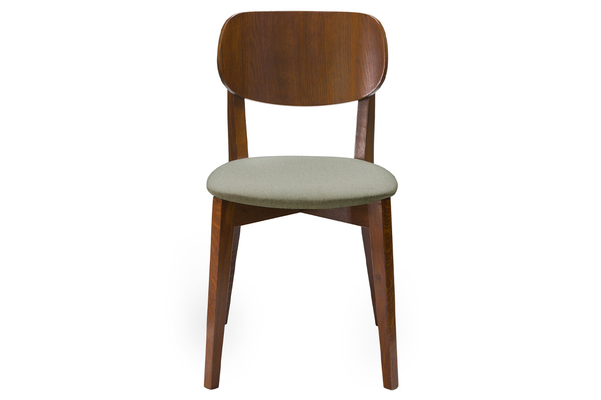 Chaises vintage en bois fonc et tissu marron glac (lot de 2) LUCIA