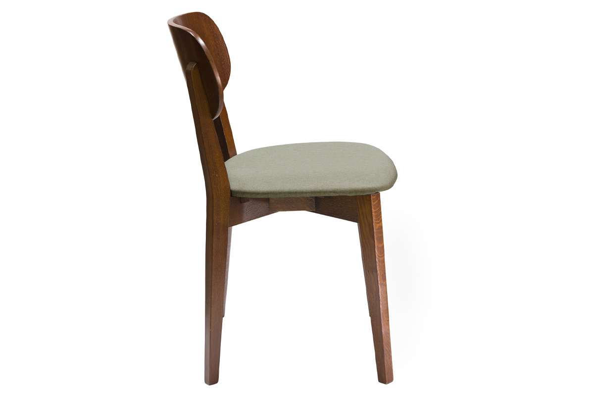 Chaises vintage en bois fonc et tissu marron glac (lot de 2) LUCIA