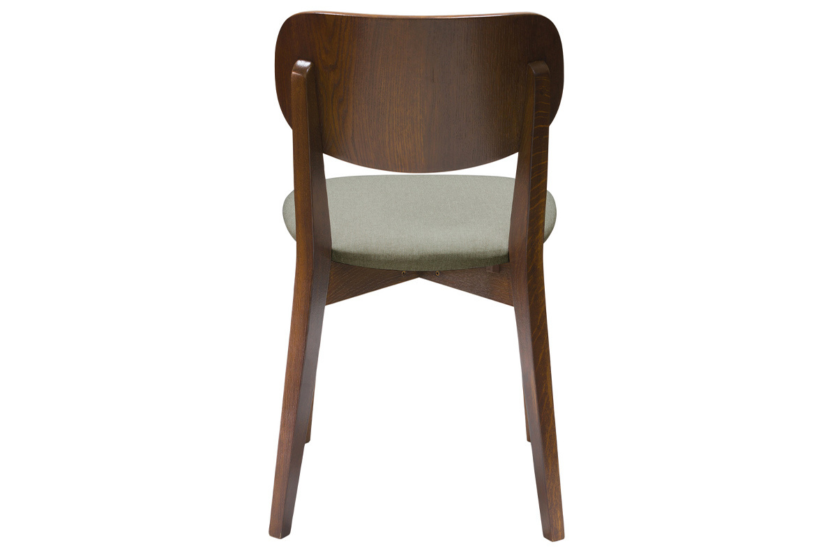 Chaises vintage en bois fonc et tissu marron glac (lot de 2) LUCIA