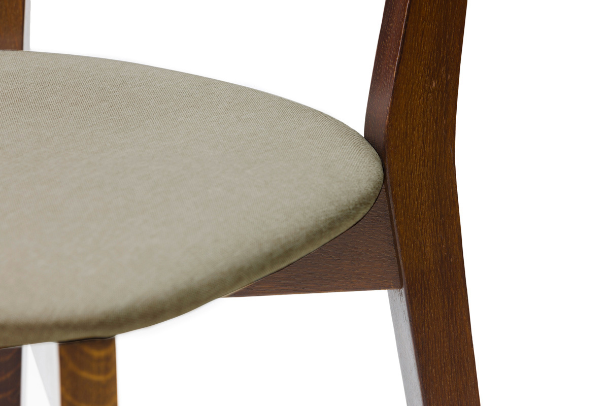 Chaises vintage en bois fonc et tissu marron glac (lot de 2) LUCIA